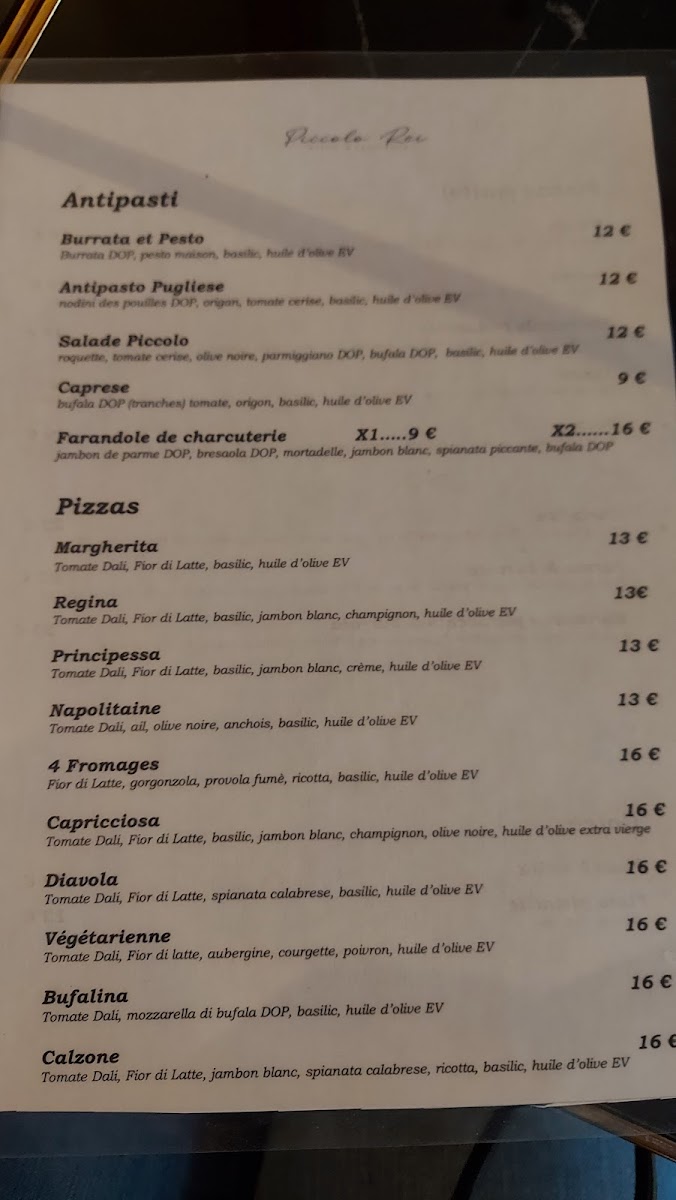 Piccolo Rei Photo Menu 5