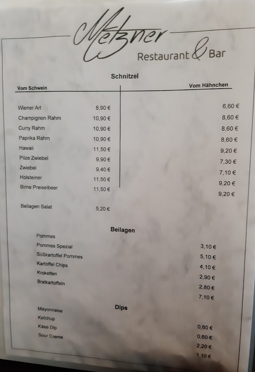 METZNER - Restaurant & Bar Photo Menu 1