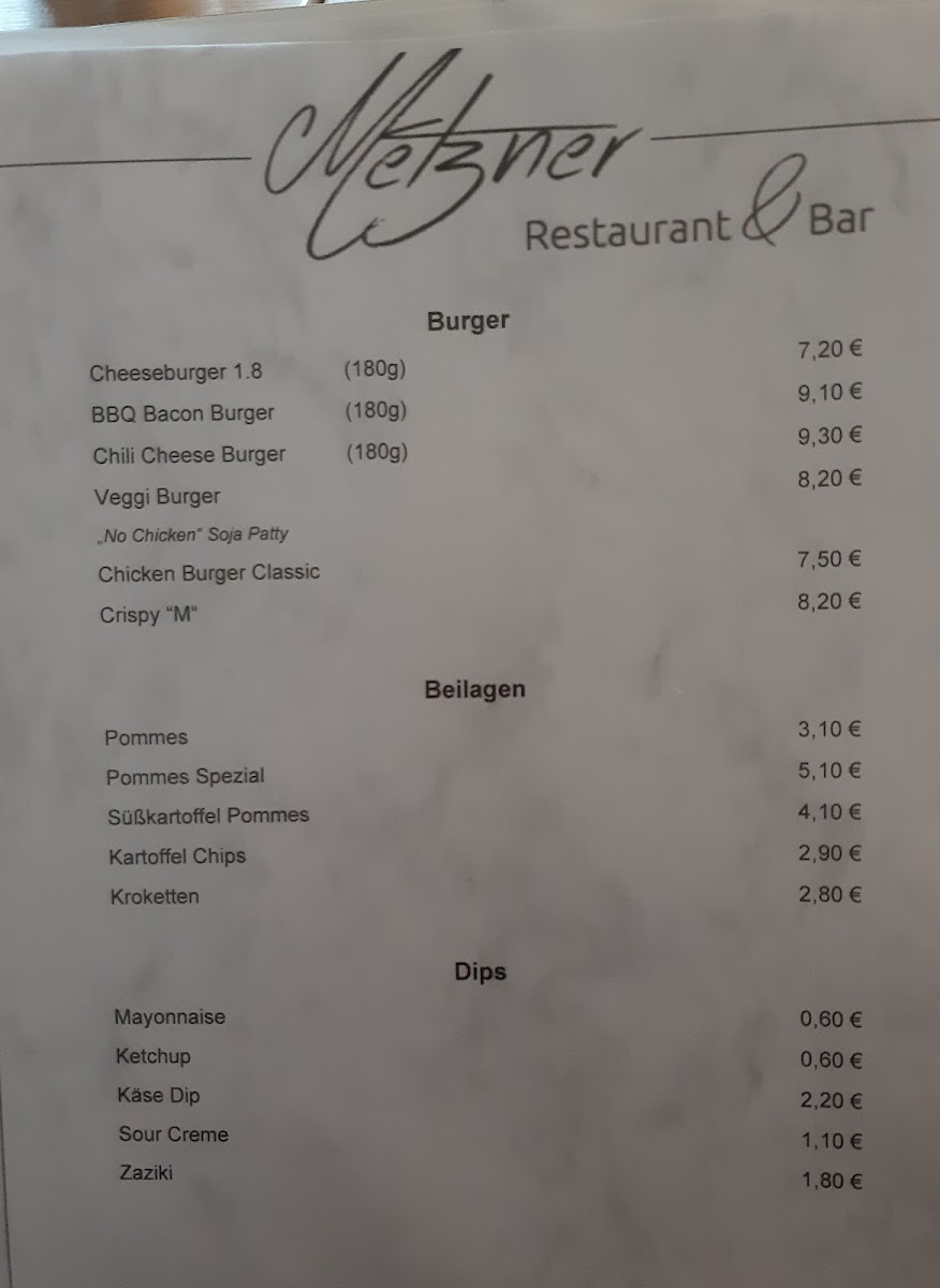 METZNER - Restaurant & Bar Photo Menu 3