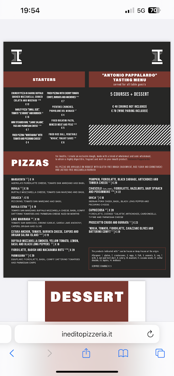 Inedito Pizzeria Photo Menu 3