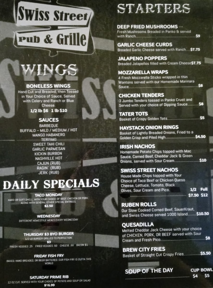 Swiss Street Pub & Grille Photo Menu 2