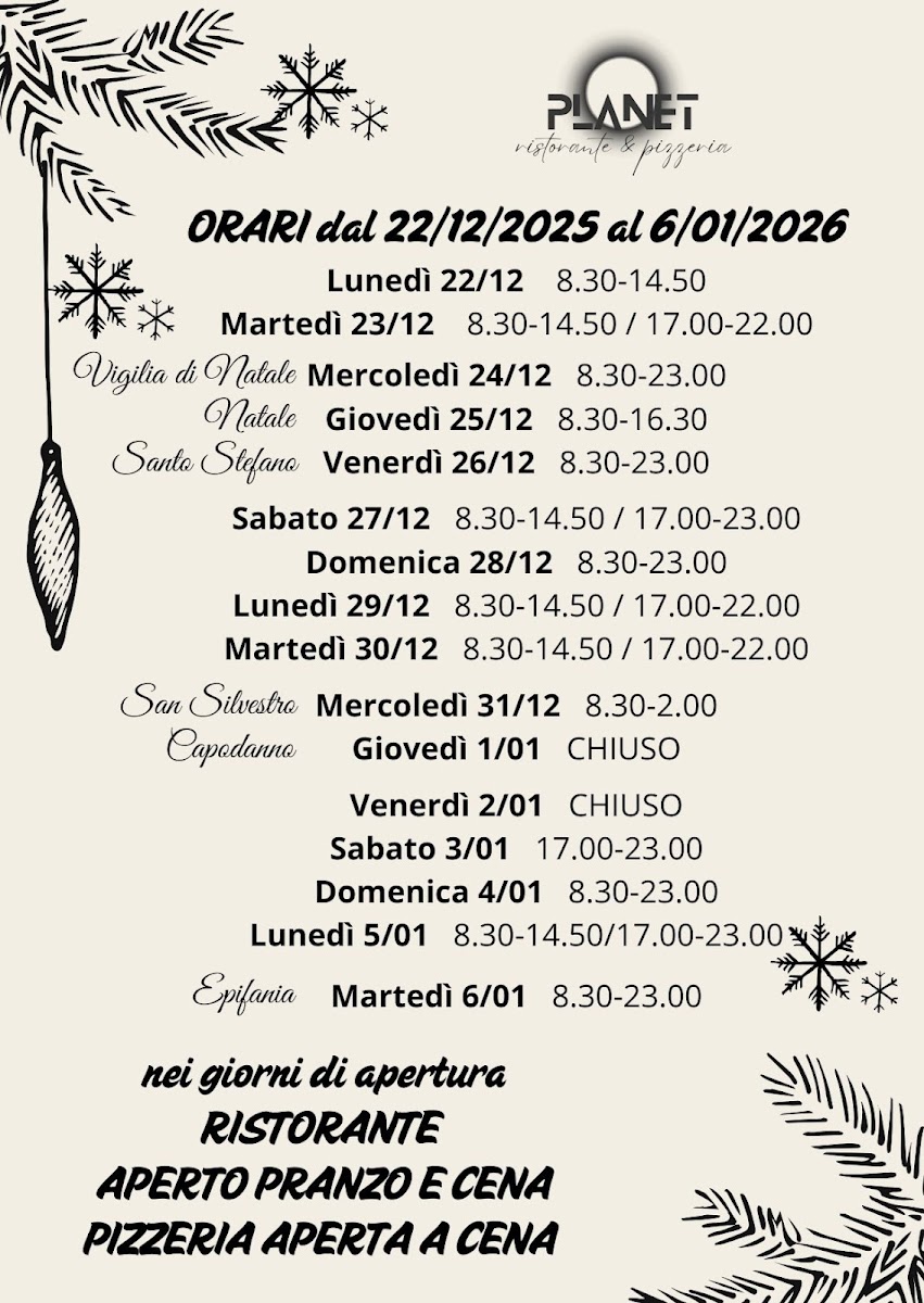 Planet ristorante & pizzeria Photo Menu 2