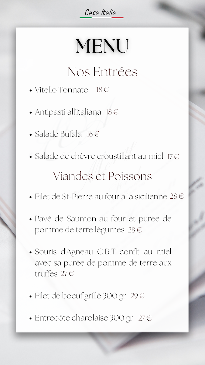 CASA ITALIA RESTAURANT LE CANNET Photo Menu 2