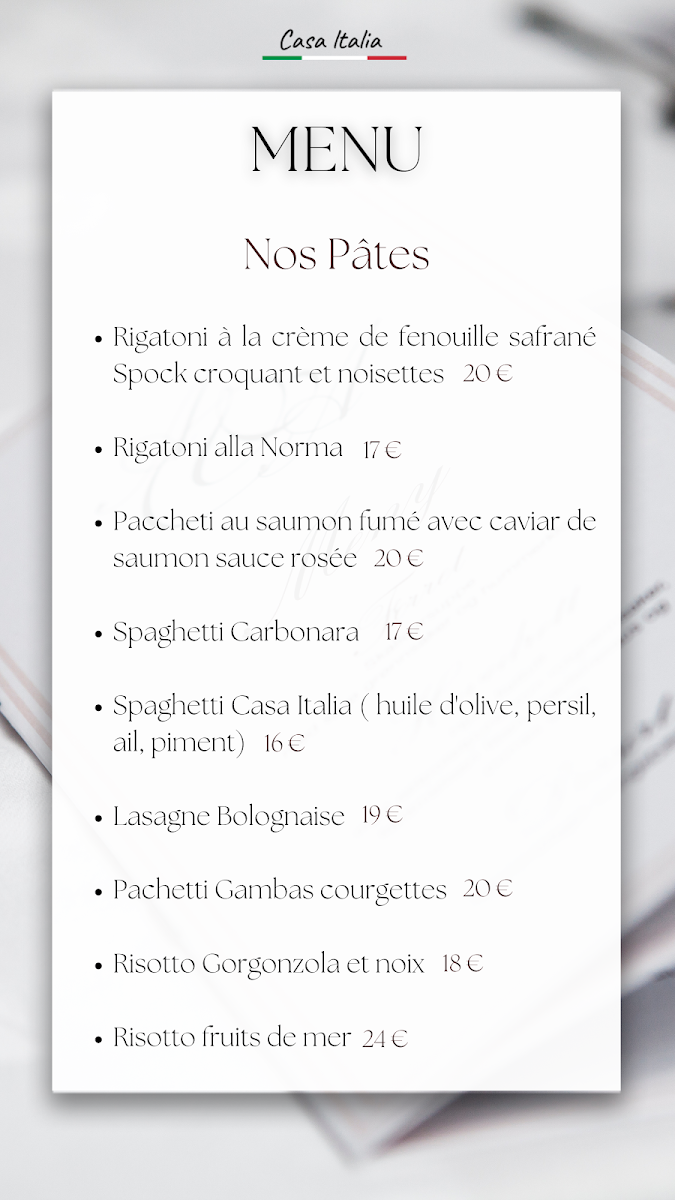 CASA ITALIA RESTAURANT LE CANNET Photo Menu 3