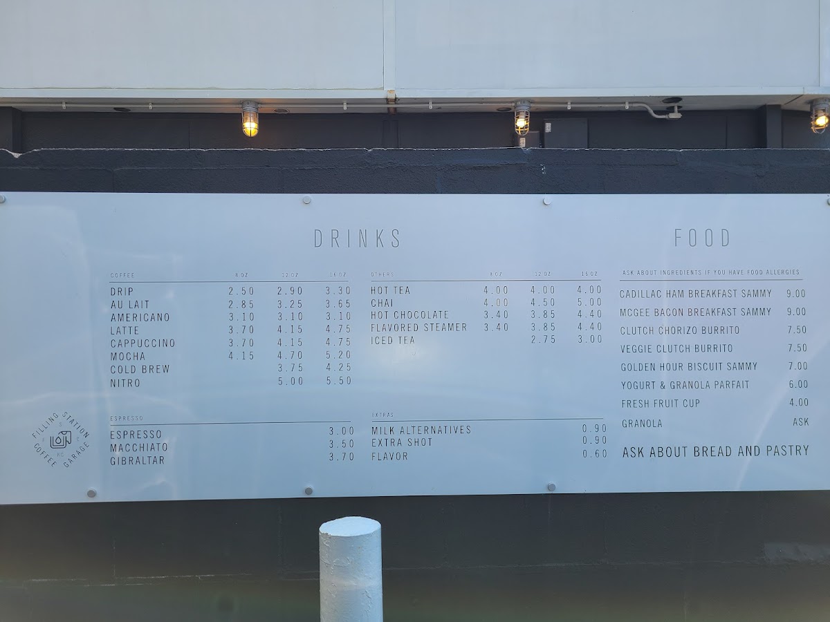Filling Station Coffee | Westport Photo Menu 1