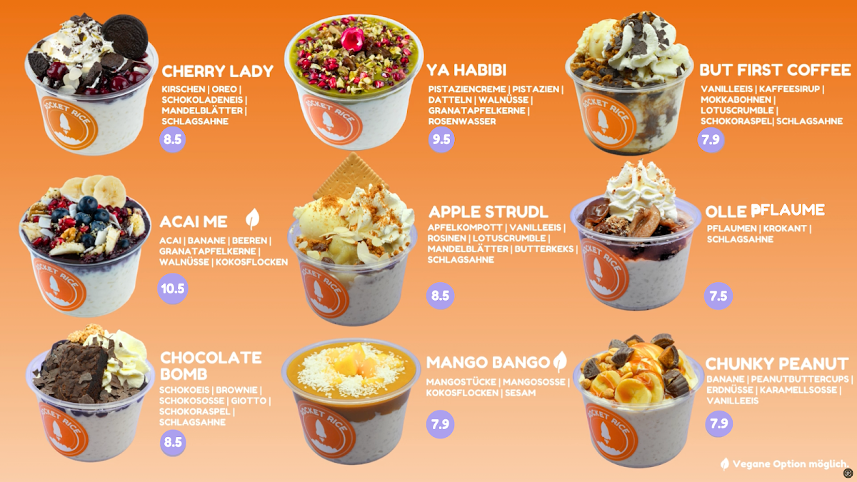 Rocket Rice - Milchreis-Bowls & Horchata Photo Menu 2
