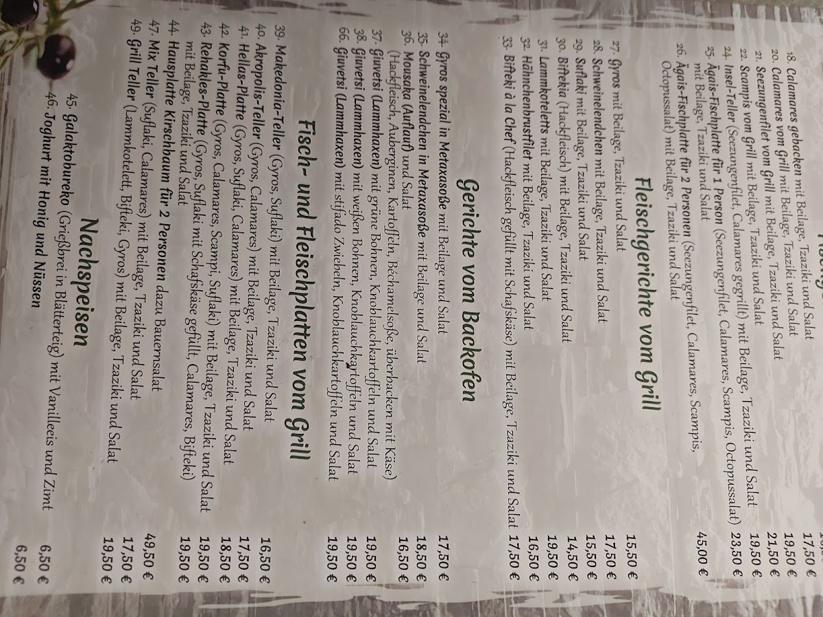 Restaurant Kirschbaum Photo Menu 1