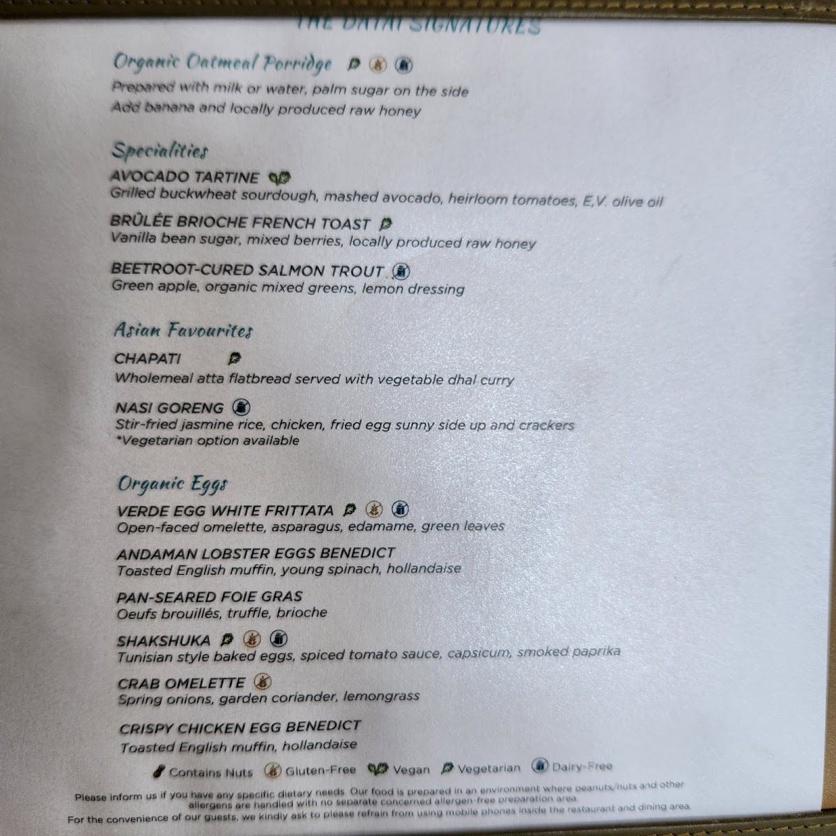 The Dining Room Photo Menu 1