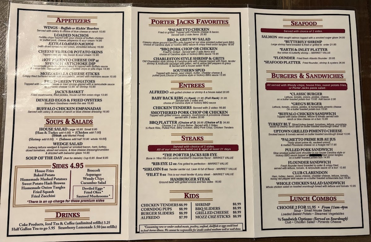 Porter Jacks Grill Photo Menu 1