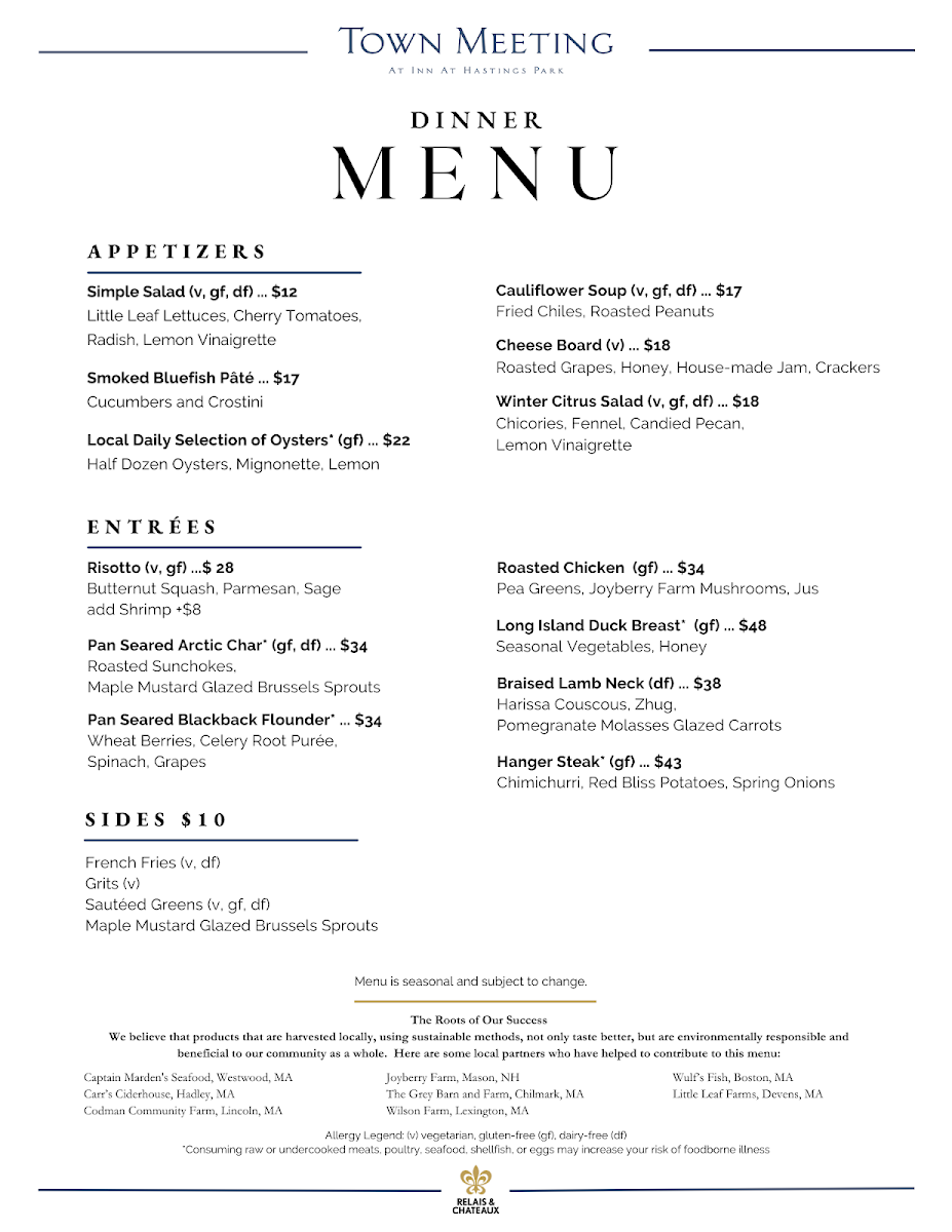 Town Meeting Bistro Photo Menu 1