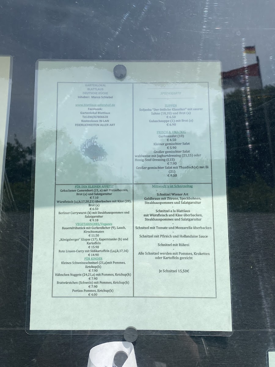 Blattlaus Adlershof Garten Restaurant Photo Menu 2