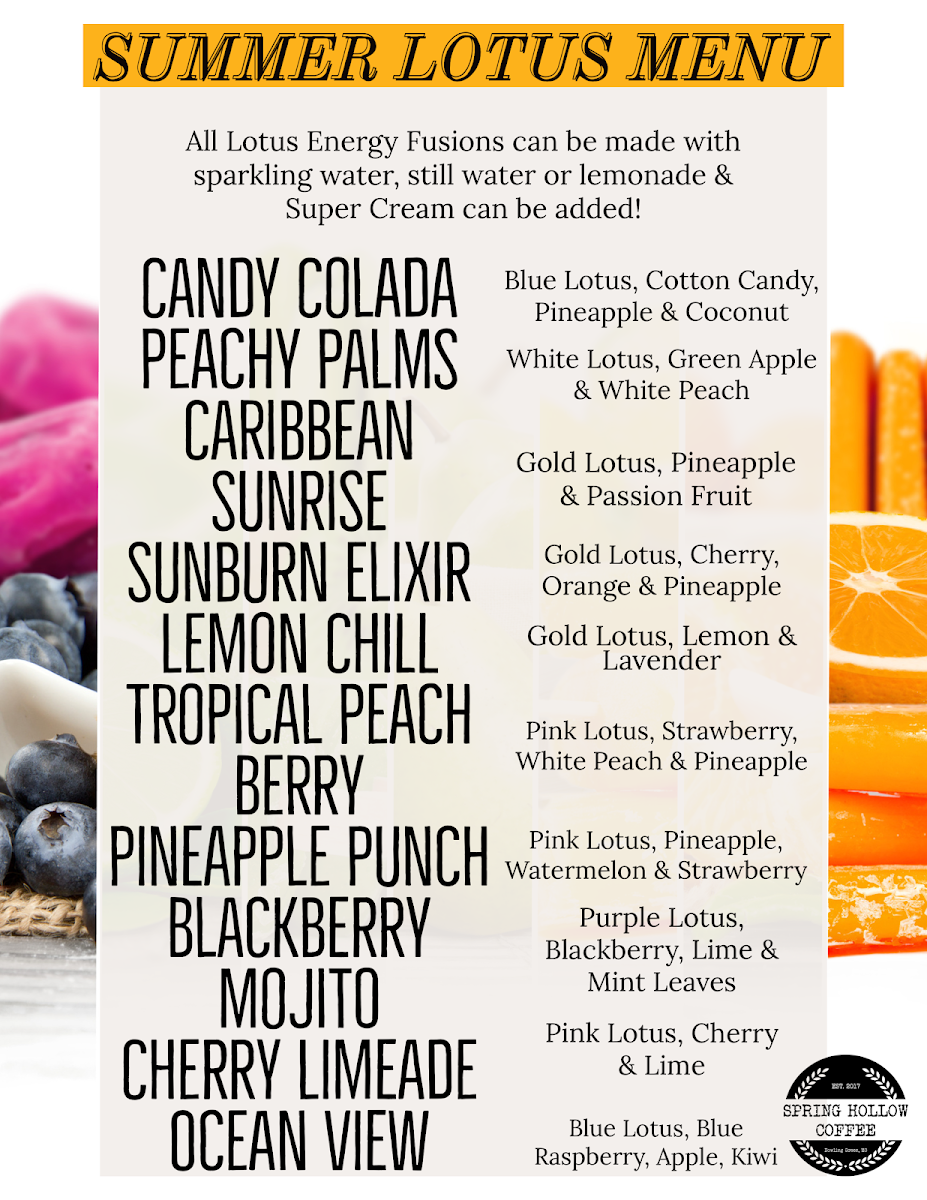 Spring Hollow Coffee Photo Menu 1