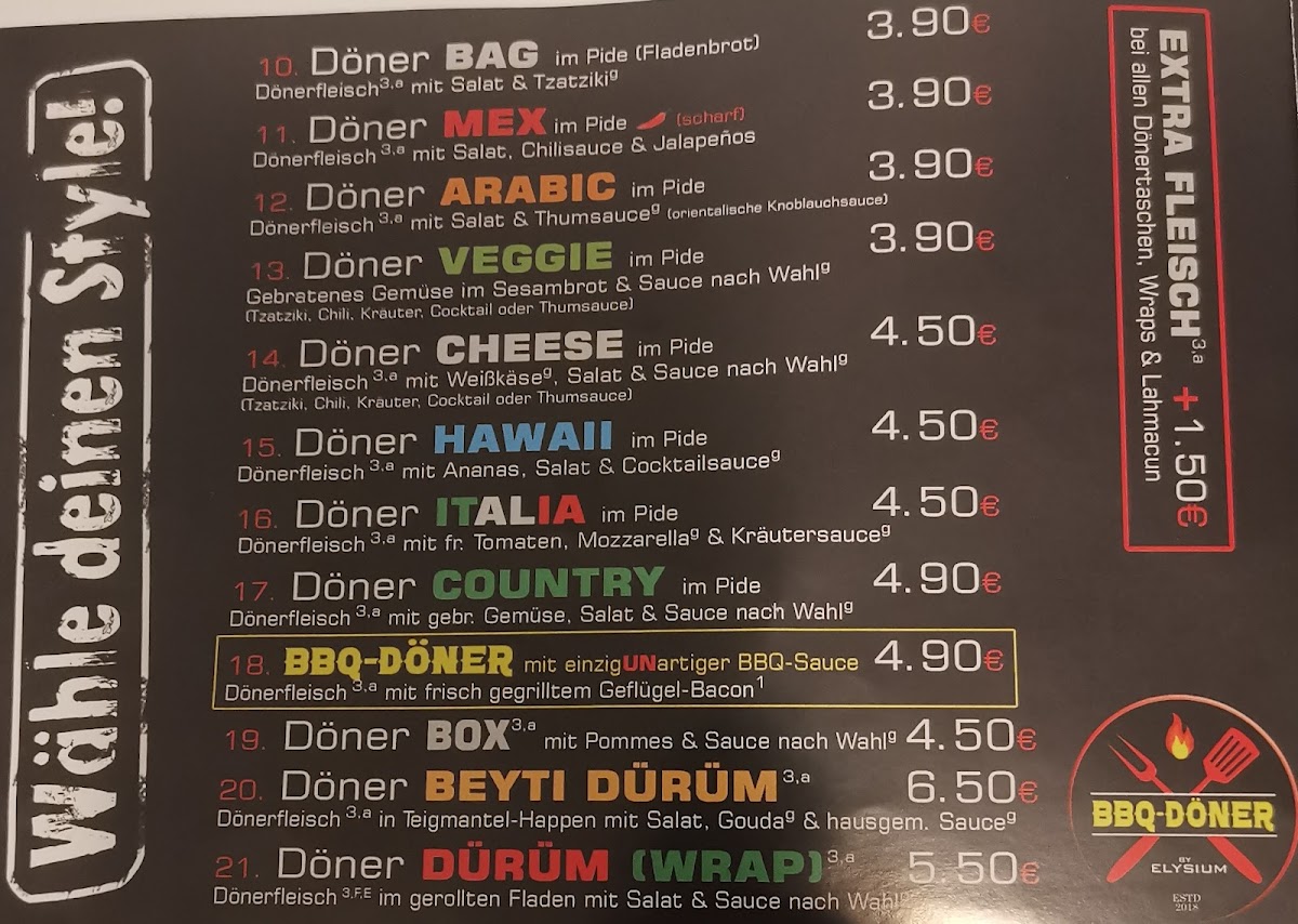 Elysium Home of the BBQ-Döner Photo Menu 4