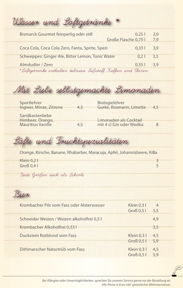 Klassenzimmer - Restaurant in Hammoor bei Hamburg Photo Menu 1