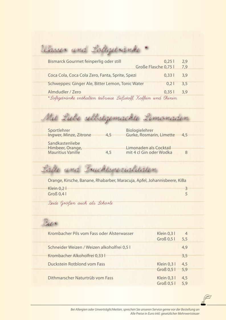 Klassenzimmer - Restaurant in Hammoor bei Hamburg Photo Menu 2
