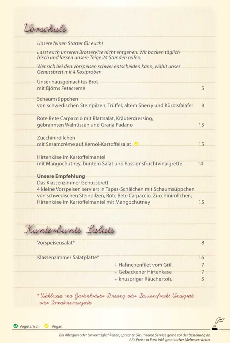 Klassenzimmer - Restaurant in Hammoor bei Hamburg Photo Menu 7