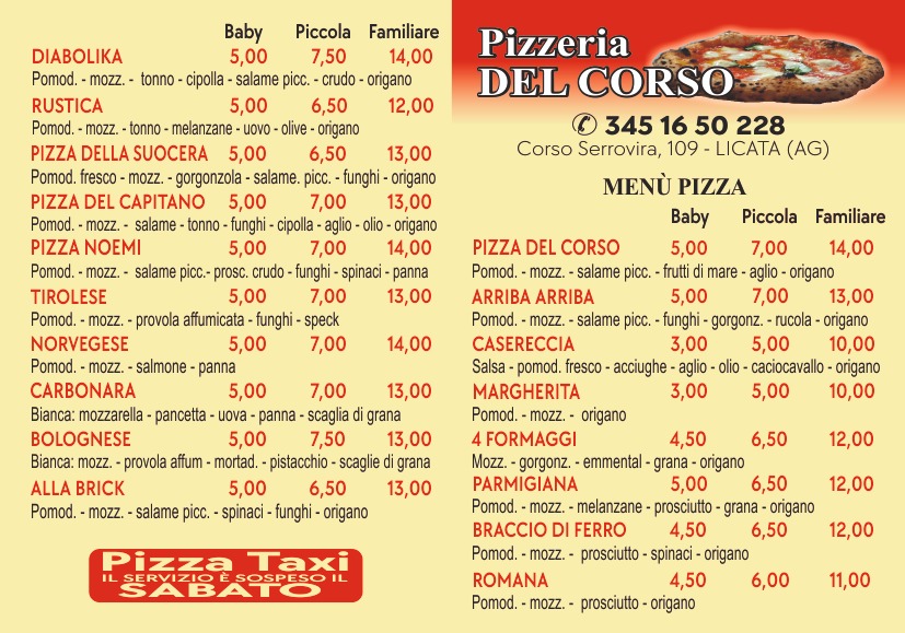 Pizzeria del Corso Photo Menu 1