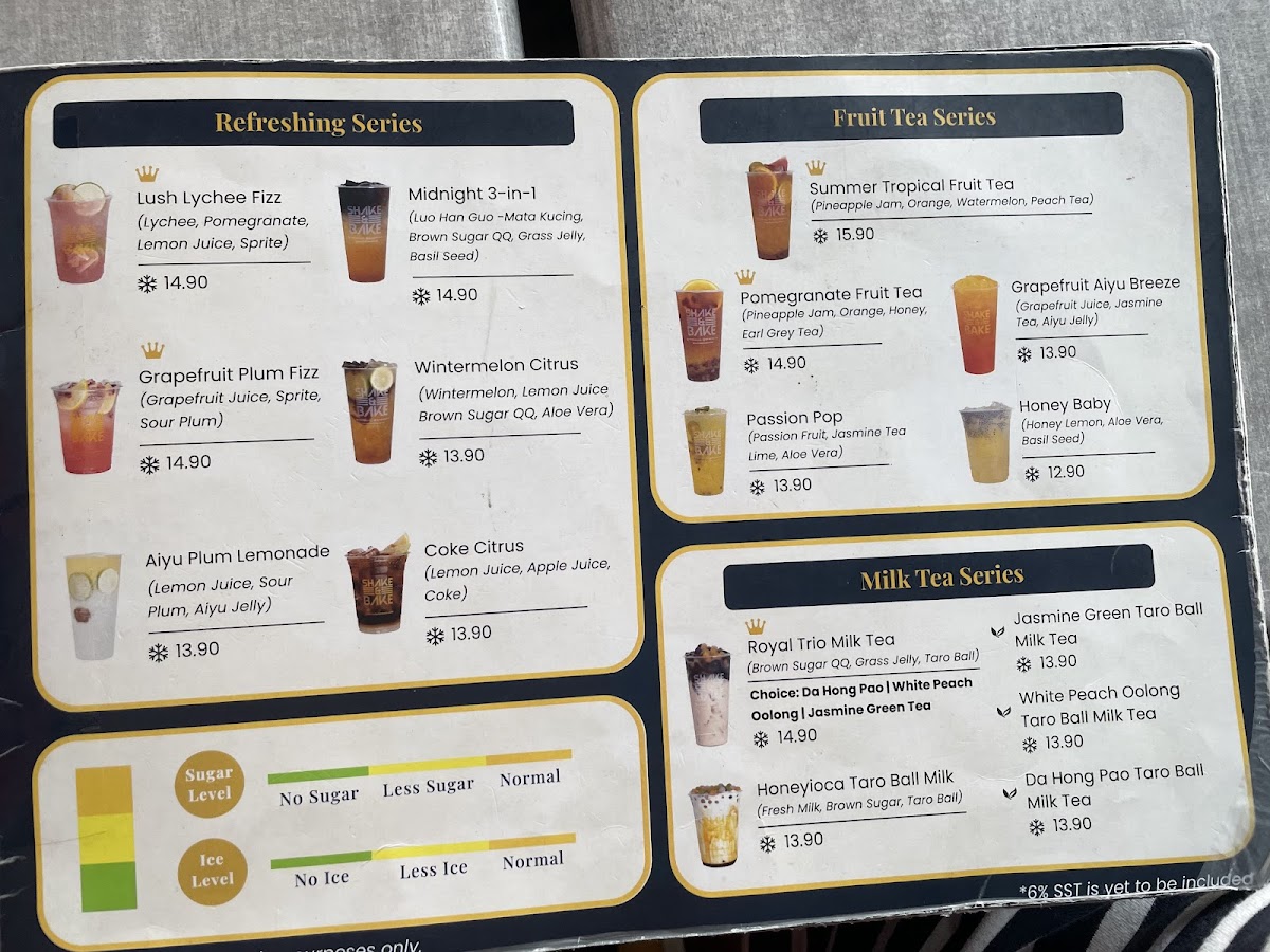Shake & Bake Cafe Photo Menu 1