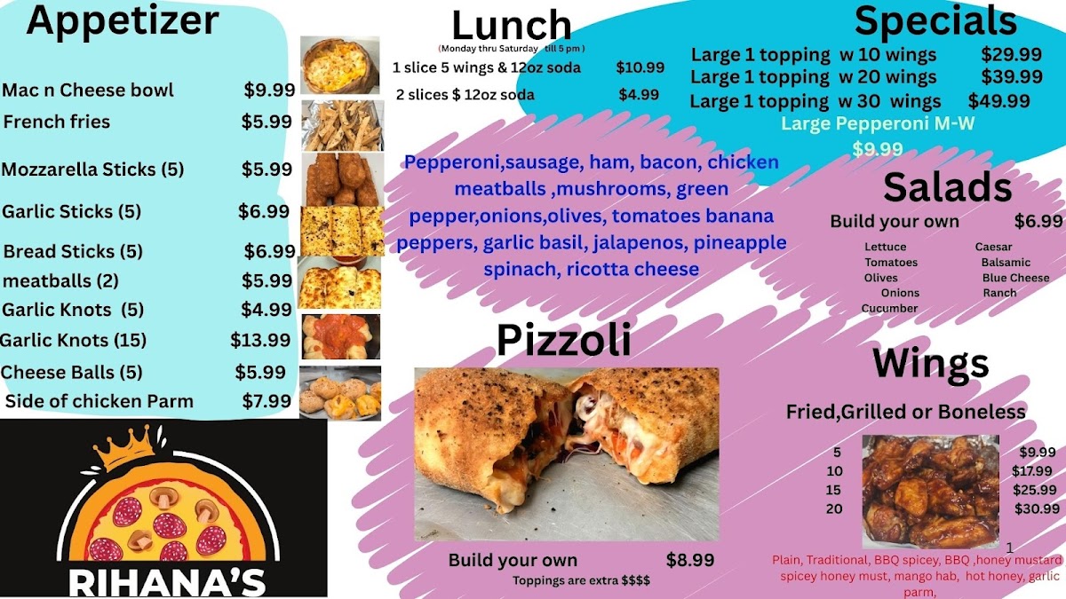 Rihanas Pizza & Wings Photo Menu 2