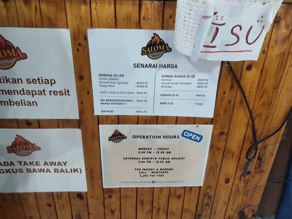 Saloma Steamboat & Grill Tambun Photo Menu 1