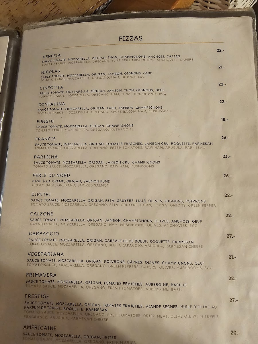 Le Francis Restaurant & Pizzeria Photo Menu 2