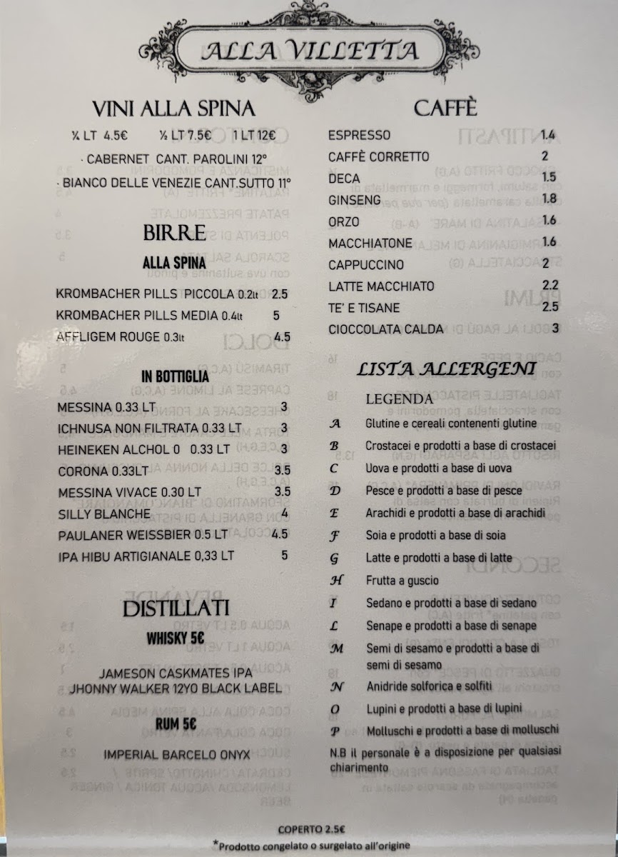 Alla Villetta Photo Menu 1