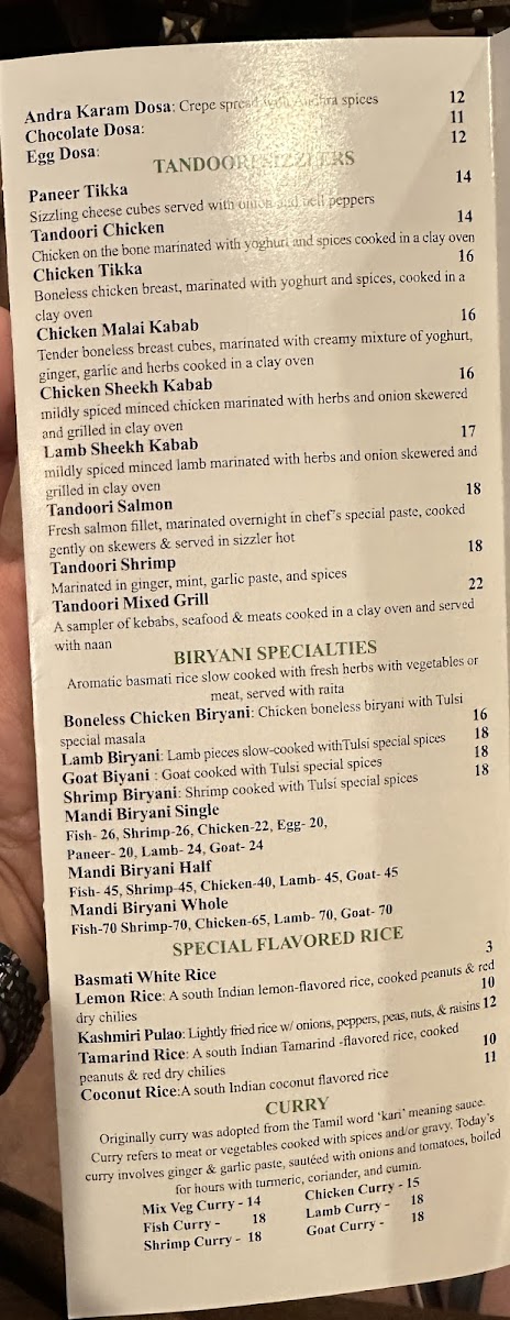 Tulsi Indian Cuisine Photo Menu 1