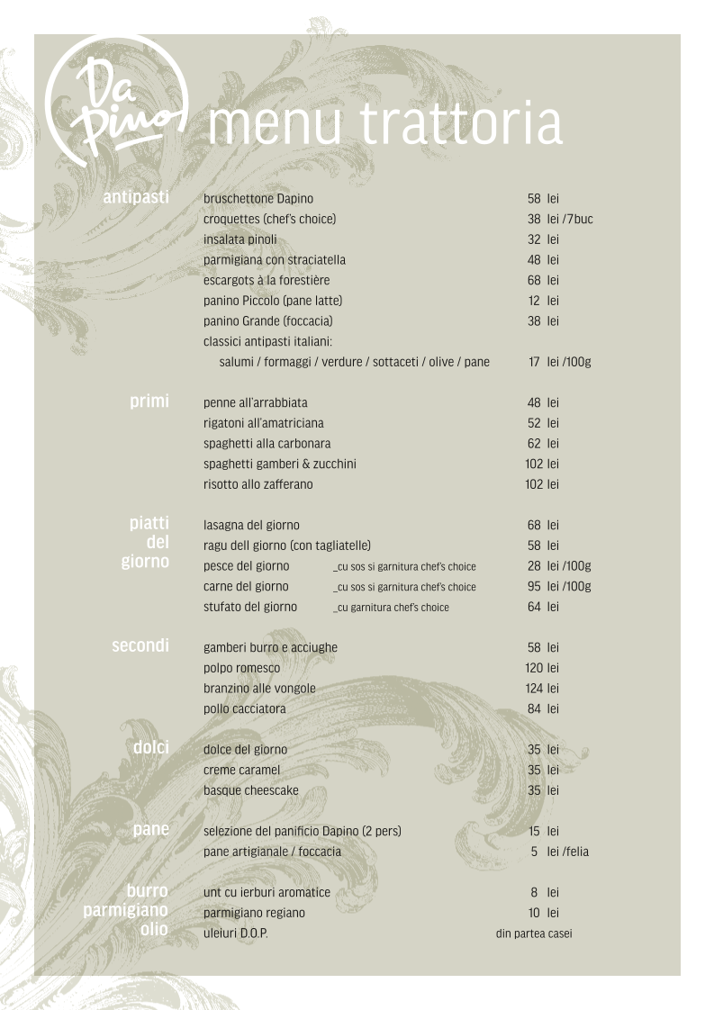 Da Pino - Restaurant centru Cluj Napoca Photo Menu 1