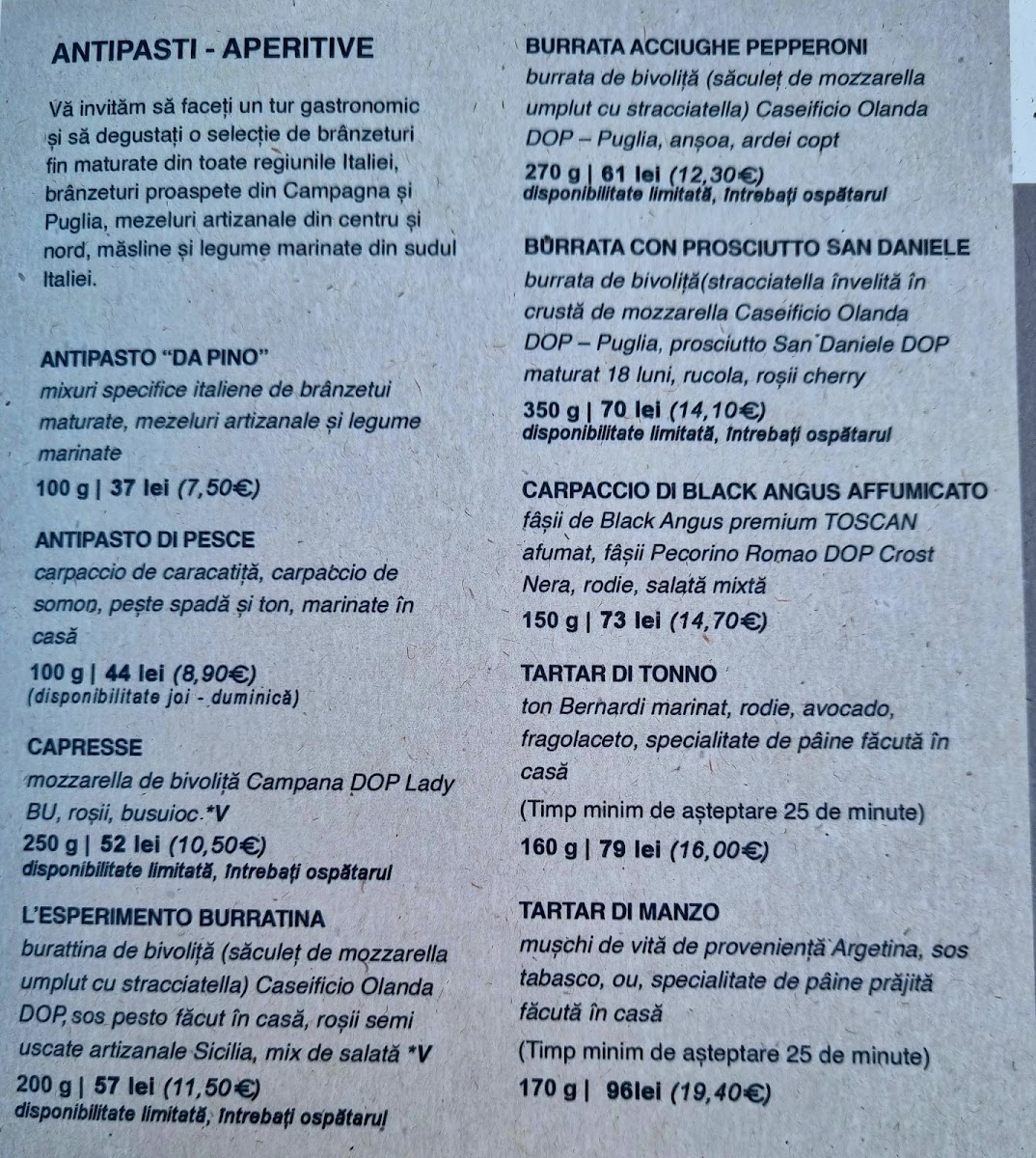 Da Pino - Restaurant centru Cluj Napoca Photo Menu 4