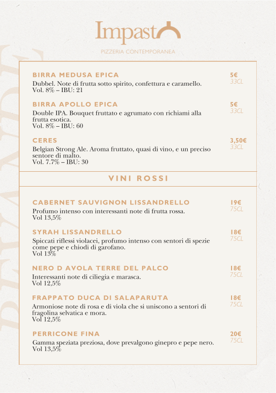 Impasto Pizzeria Contemporanea Photo Menu 5