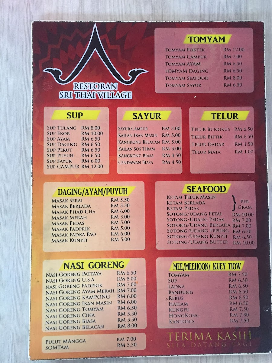 Restoran Sri Thai Village Photo Menu 4