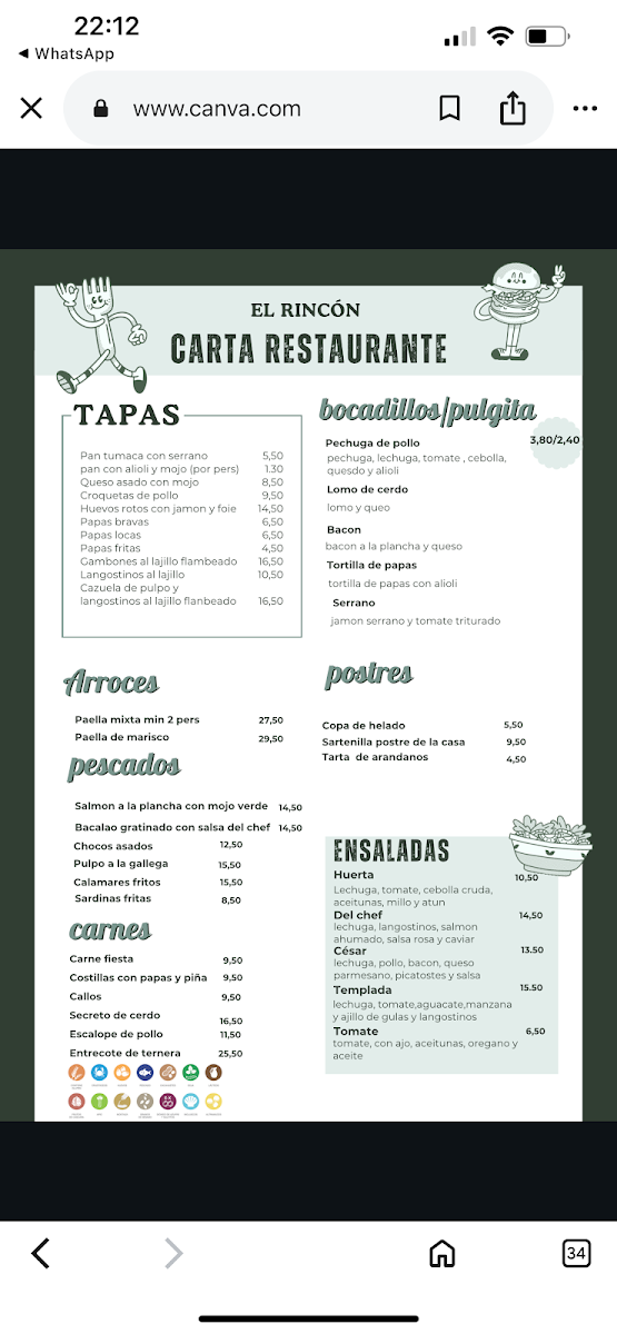 El Rincón Photo Menu 1