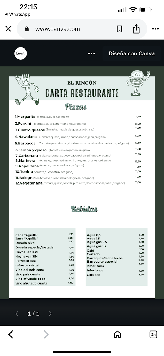 El Rincón Photo Menu 2