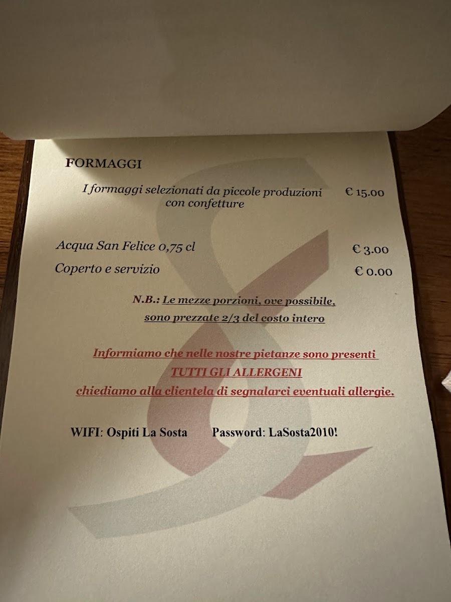 Ristorante La Sosta Photo Menu 8