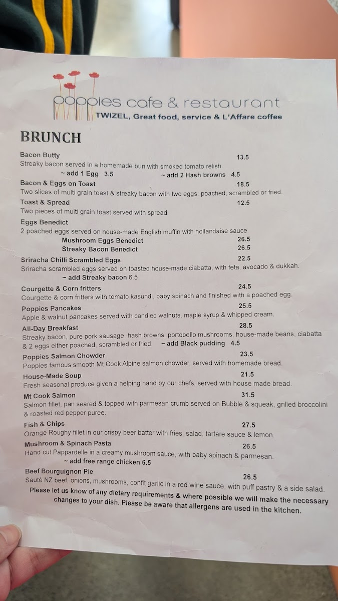 Poppies Cafe Photo Menu 1