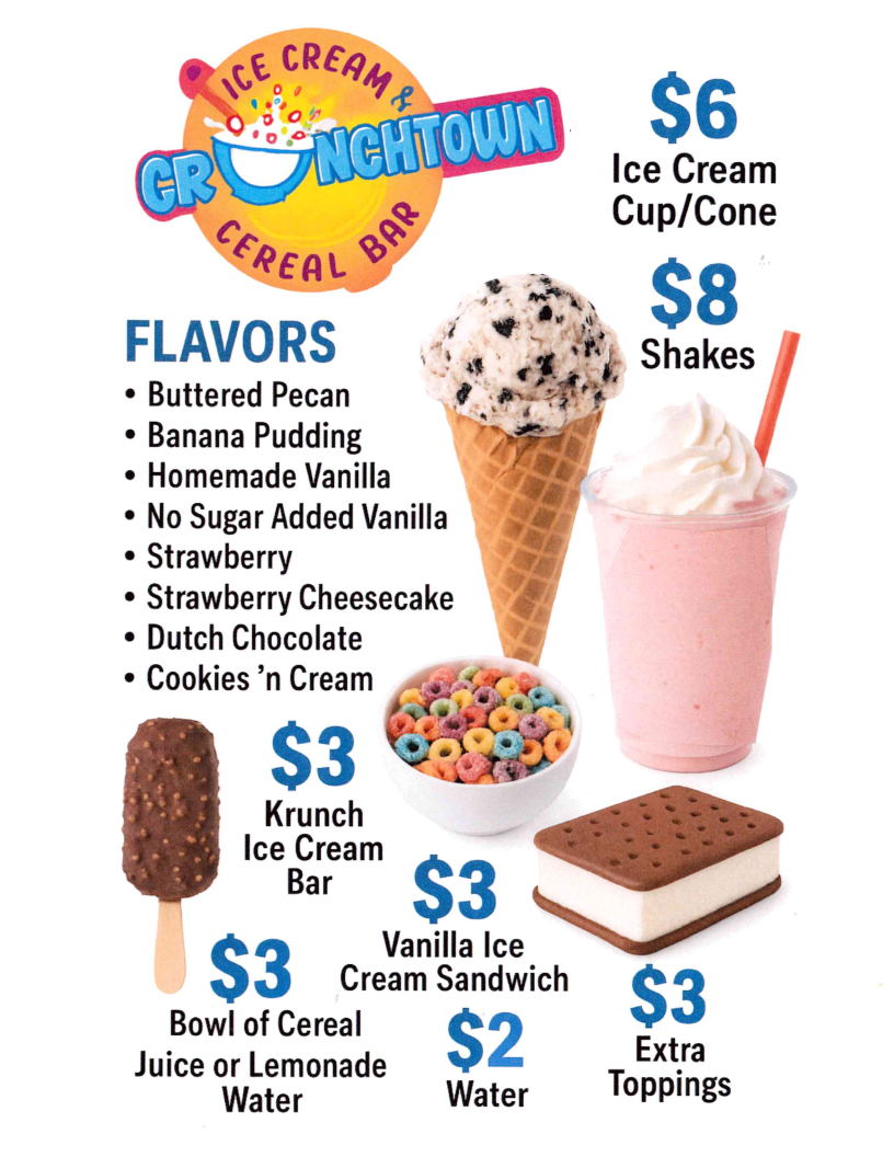 Crunchtown Ice Cream & Cereal Bar Photo Menu 2
