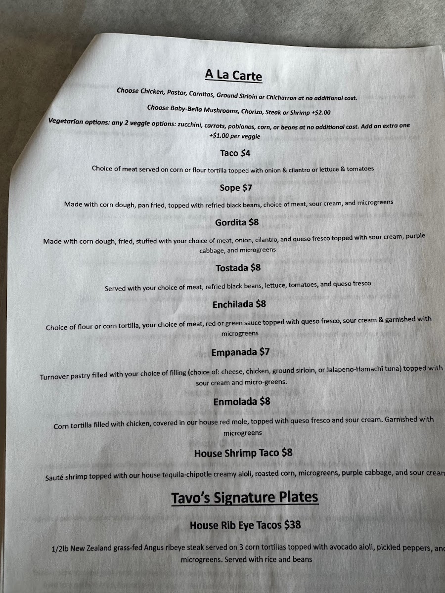 Tavos Signature Cuisine Photo Menu 3