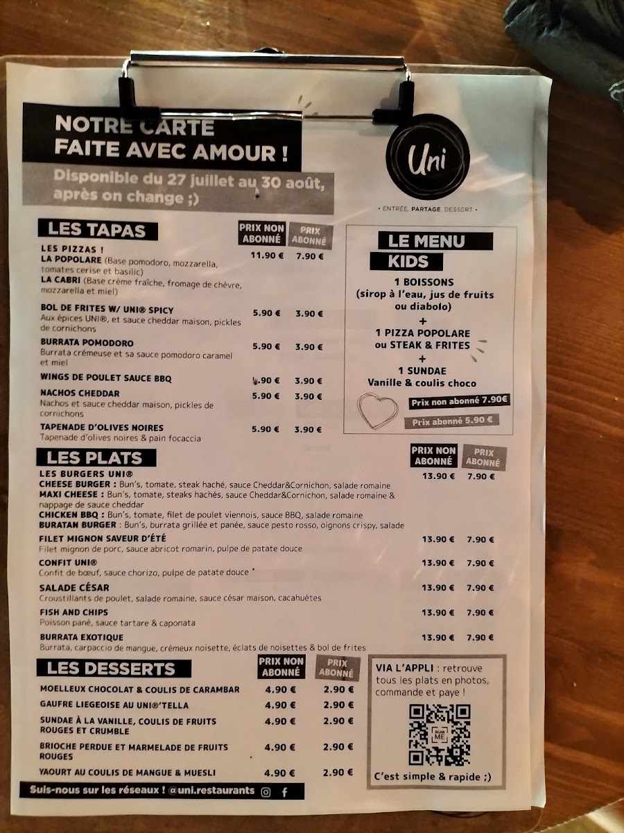 UNI Décines - Restaurant & Bar Photo Menu 7
