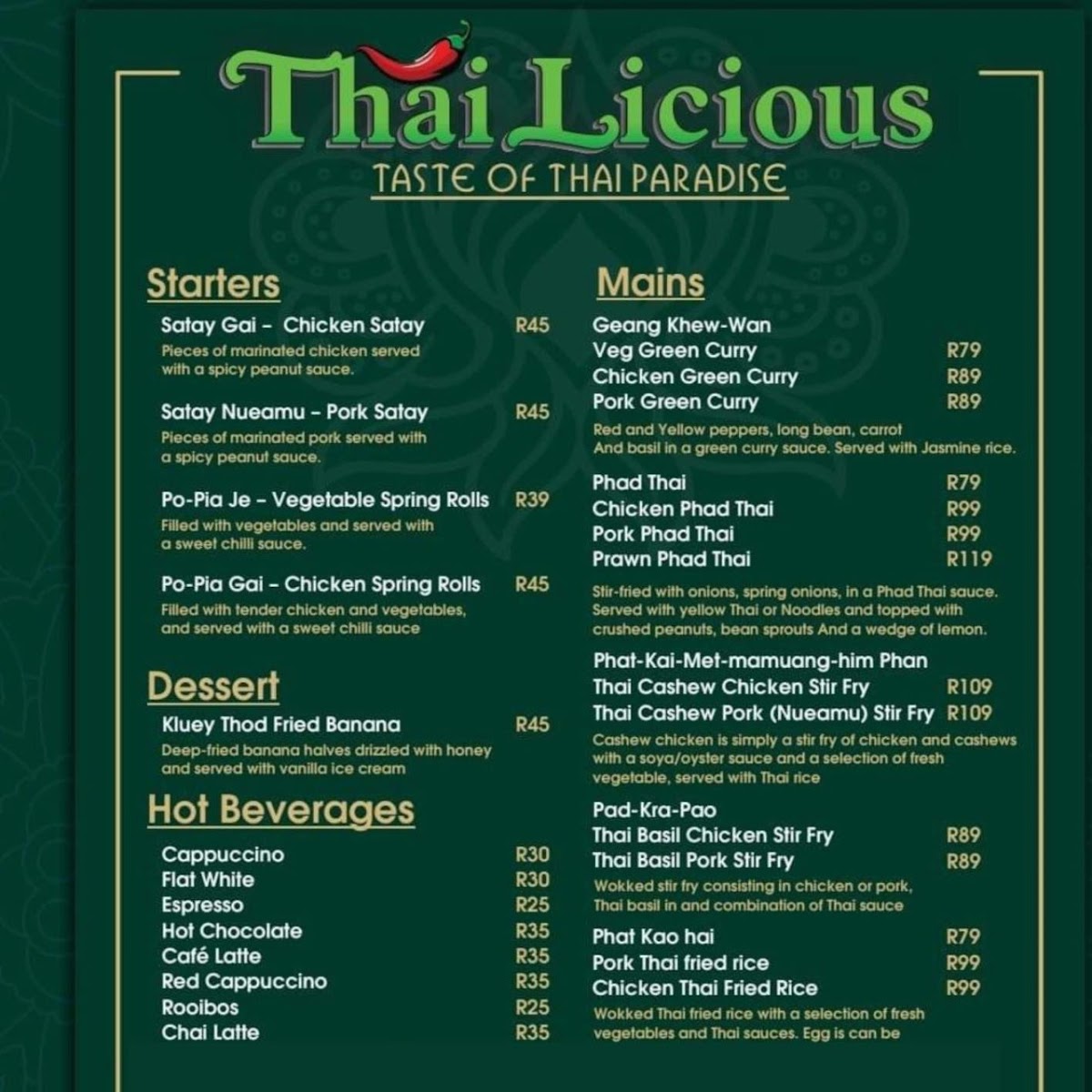 ThaiLicious Photo Menu 1
