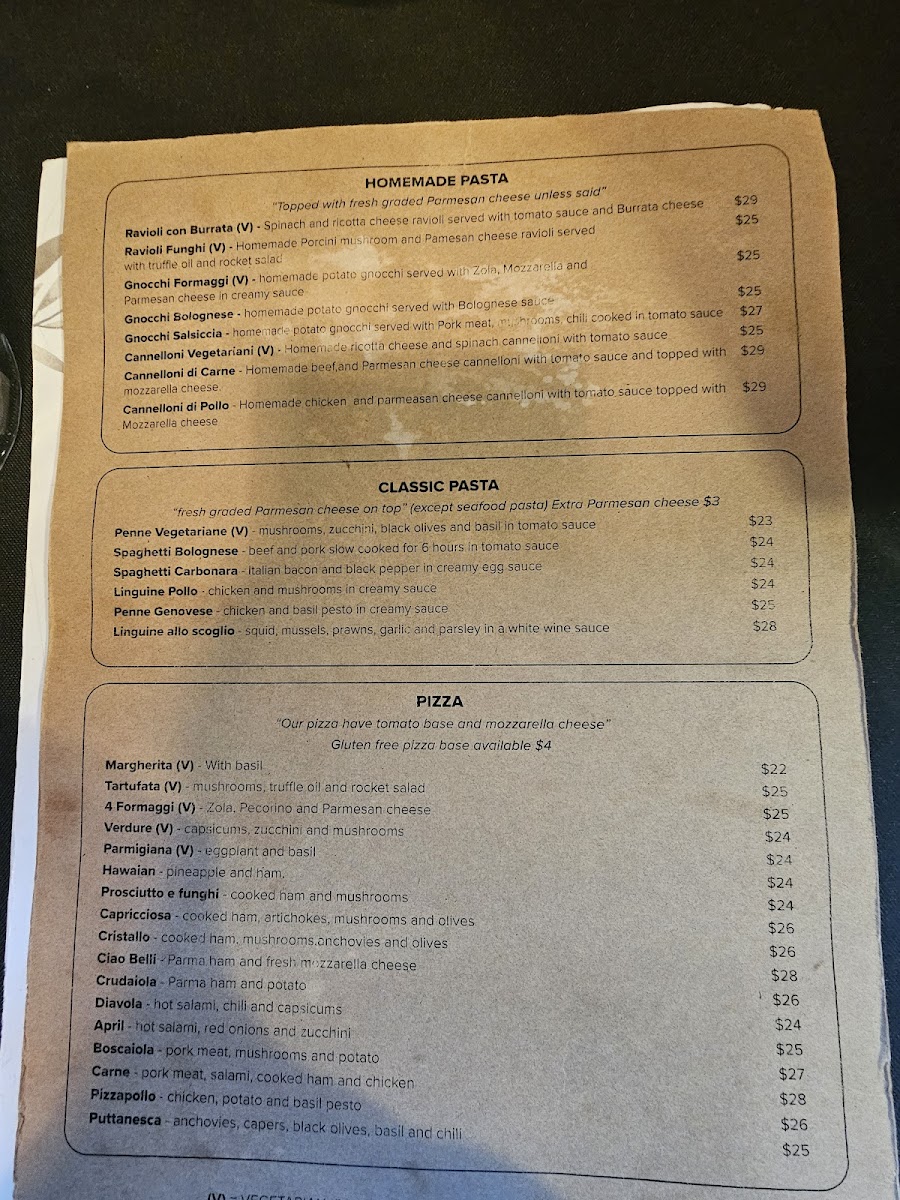 Ciao belli pasta and pizza Photo Menu 3