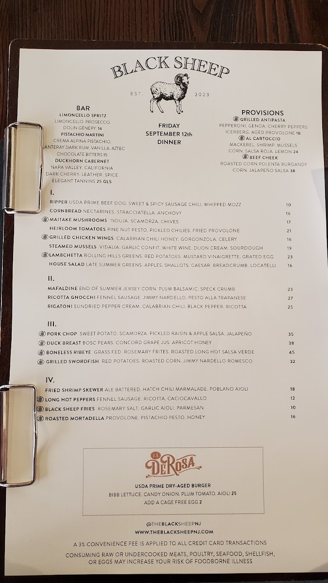 Black Sheep Bar and Provisions Photo Menu 1