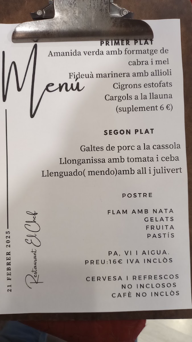 Restaurant El Chef Photo Menu 1