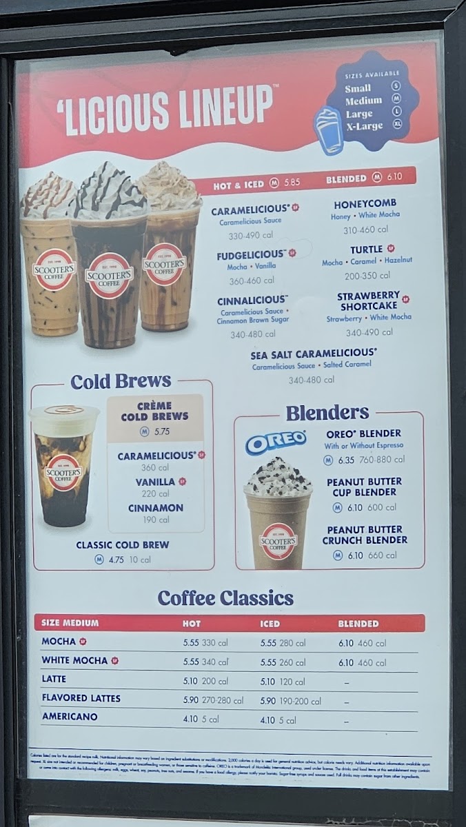 Scooter's Coffee Photo Menu 1