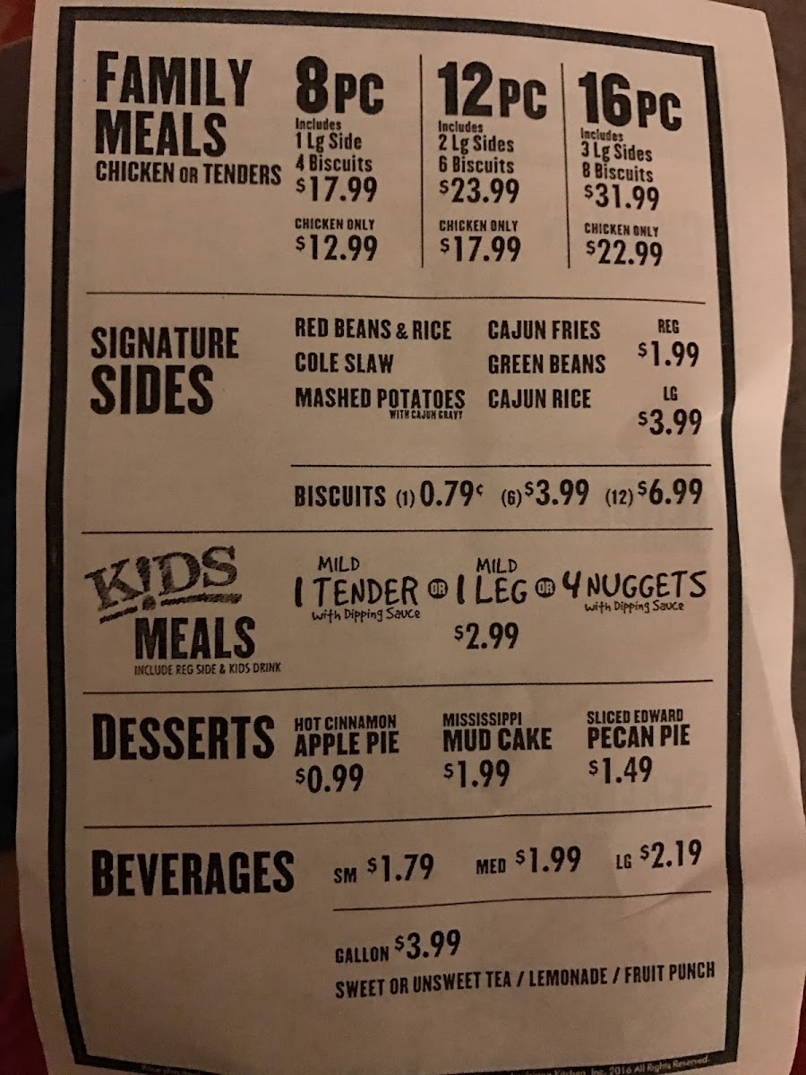 Popeyes Louisiana Kitchen Photo Menu 1