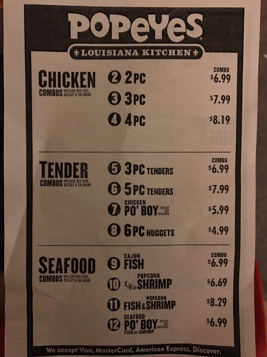 Popeyes Louisiana Kitchen Photo Menu 3