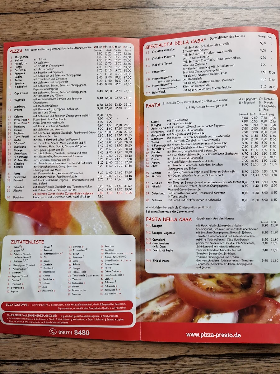 Pizza-Presto Photo Menu 1