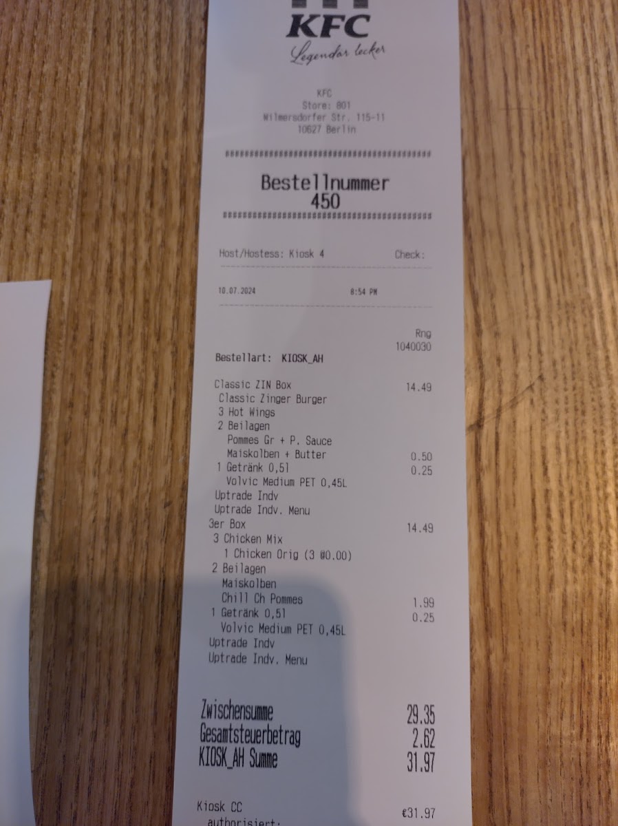 Kentucky Fried Chicken Photo Menu 3