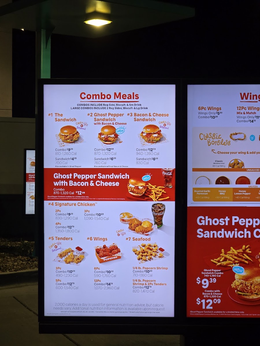 Popeyes Louisiana Kitchen Photo Menu 1