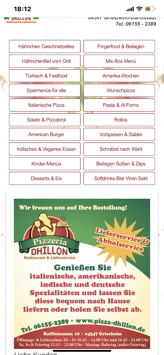 Restaurant Pizzeria Dhillon Photo Menu 10