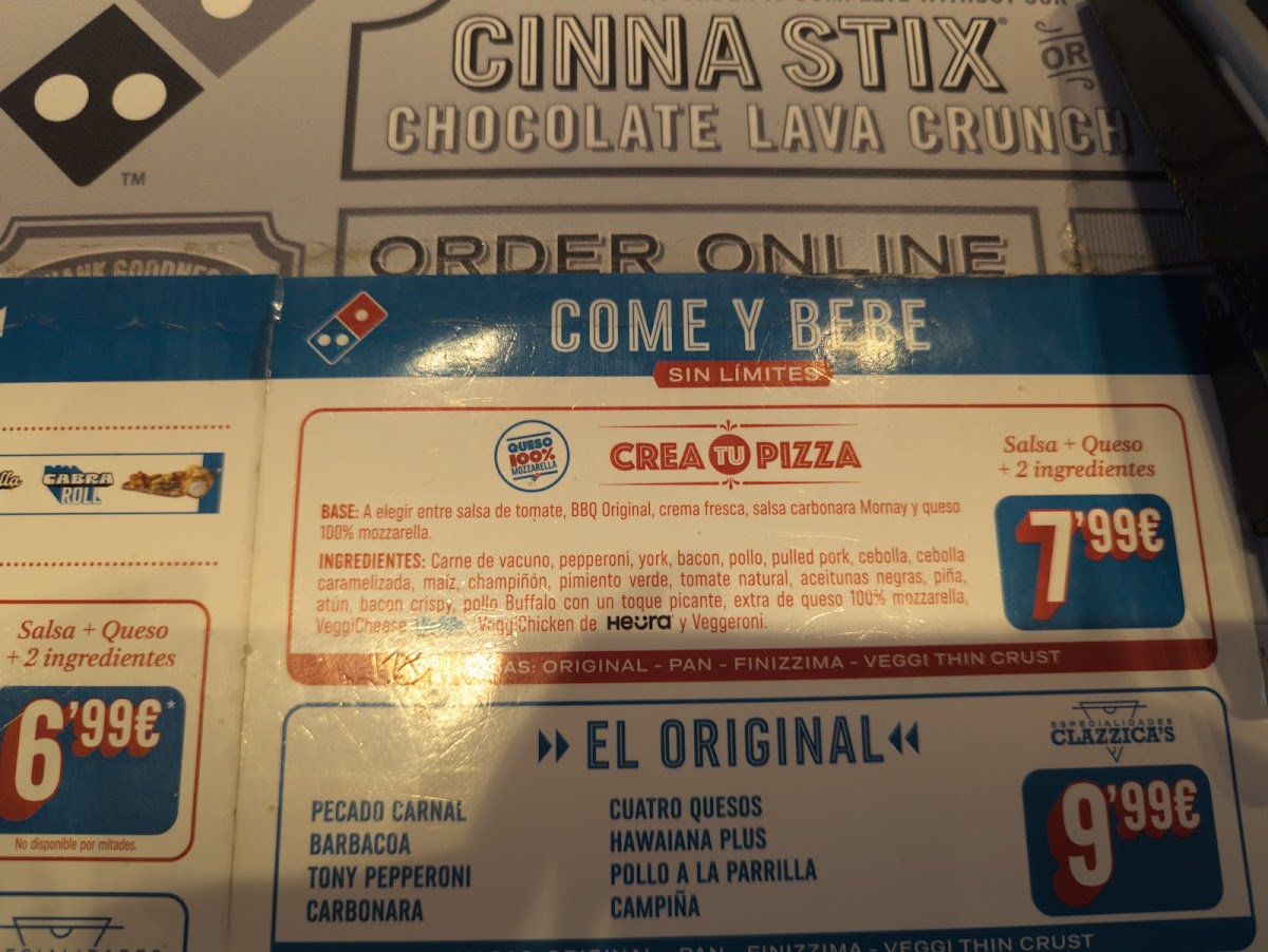 Domino's Pizza Photo Menu 1